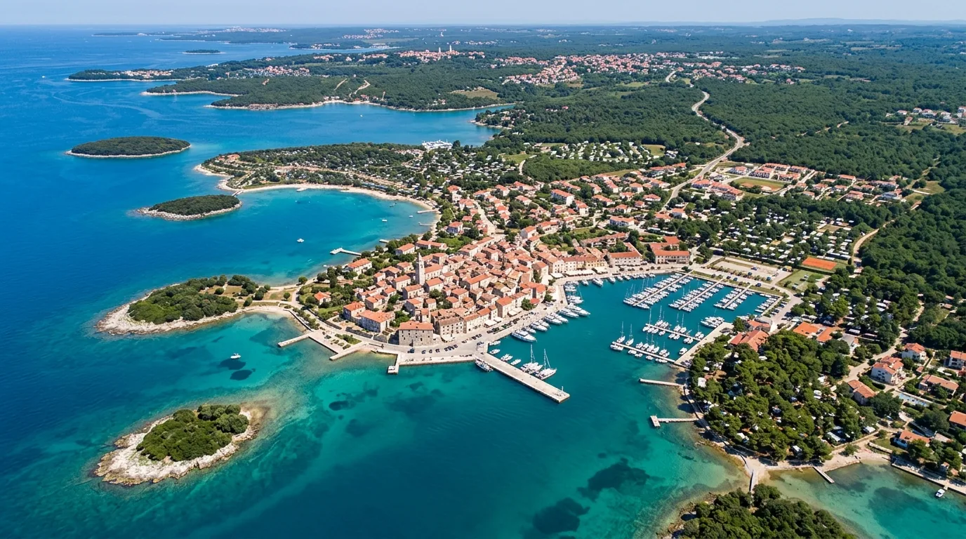 Kombi prevoz Šid → Funtana — Funtana sa marinom i ostrvcima pred obalom · Apex Travels