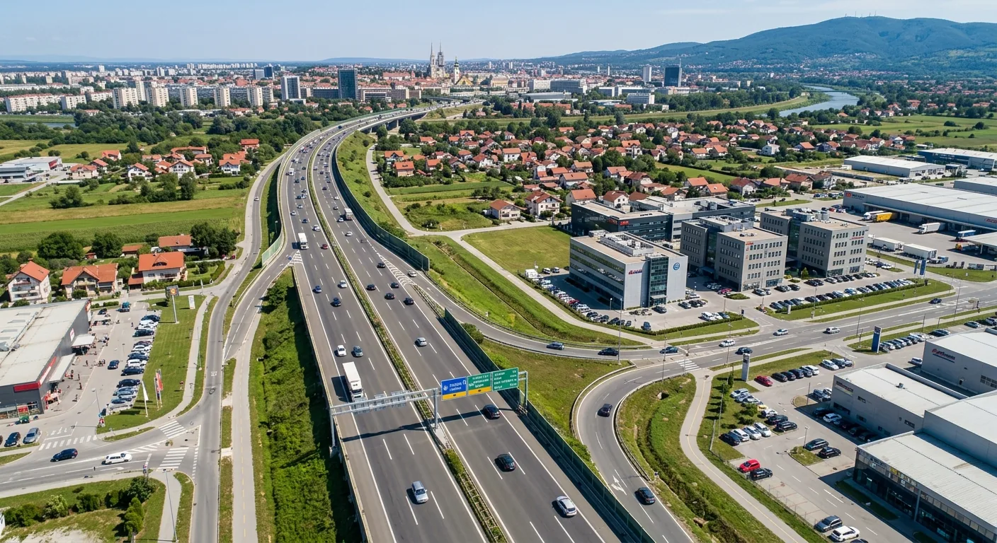 Kombi prevoz Beograd → Buzin — Južni ulaz u Zagreb, Novi Zagreb i jezero Bundek: čvor na zagrebačkoj obilaznici kod Buzina