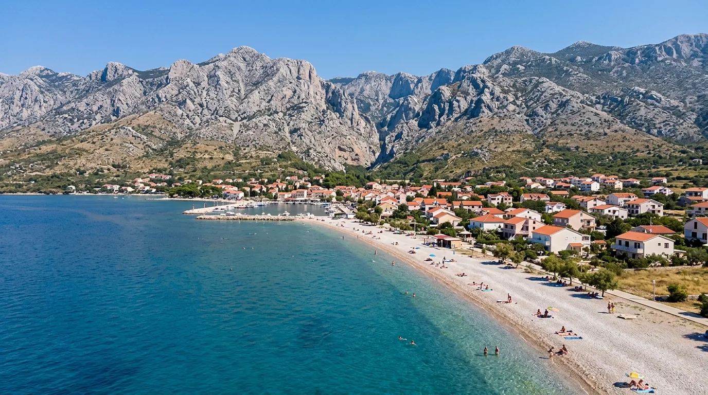 Kombi prevoz Beograd → Starigrad Paklenica — More pod Velebitom: plaža u Starigradu Paklenici pod stenama Velebita