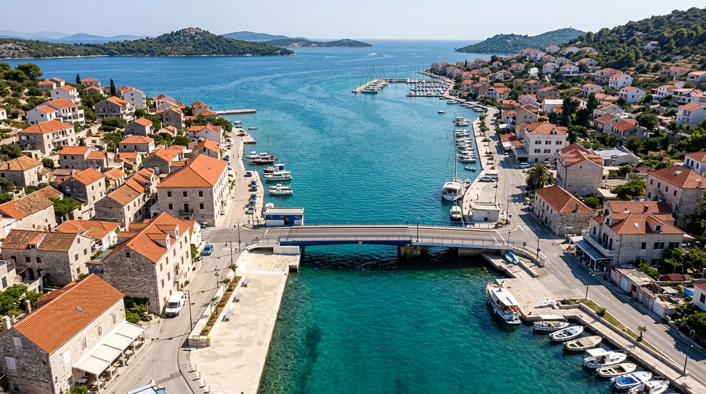 Kombi prevoz Beograd → Tisno — pokretni most preko kanala u Tisnom · Apex Travels