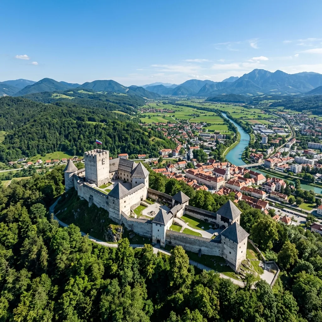 Stari grad Celja sa Friderikovim stolpom, najveći zamak Slovenije